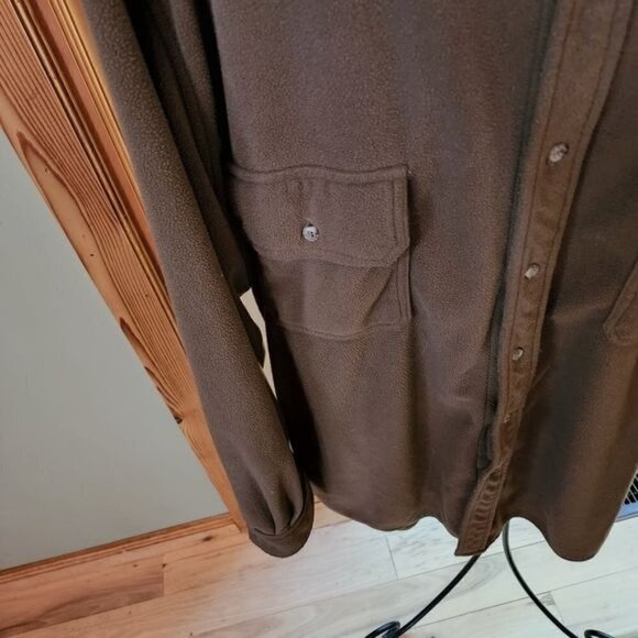 L.L. Bean Vintage Brown Fleece Button Down Warm LS Pocketed Sz. XL Shacket - Picture 4 of 10